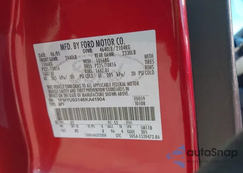 2006 Ford Escape Xlt/Xlt Sport из США, поврежденный, VIN 1FMYU93146KA41904